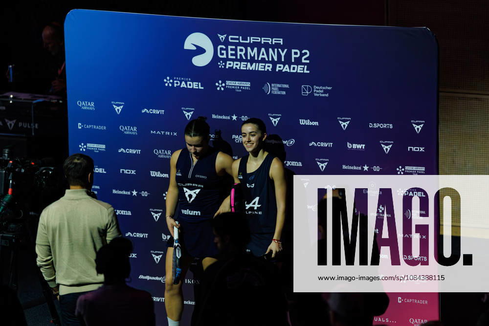 DÜSSELDORF, GERMANY - 11 OCTOBER 2026: Image shows the interview of Martina Calvo (ESP) and Claudia Fernandez Sanchez (ESP) during CUPRA Germany Premier Padel P2 2026 Day 8: Finals at CASTELLO Düsseldorf on 11 10 2026 in Düsseldorf, Germany. Germany