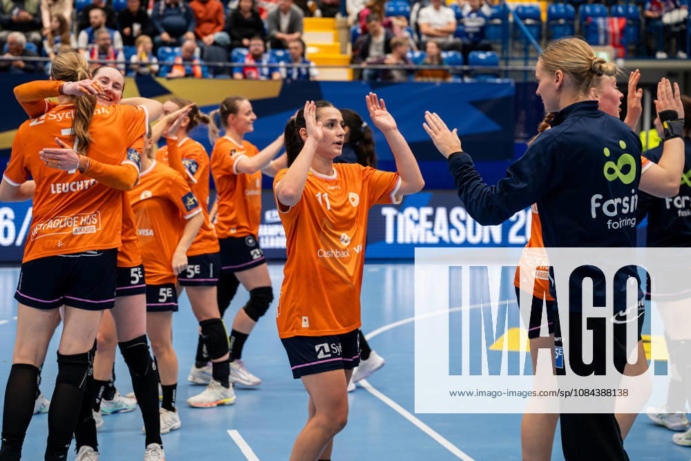 HSG Blomberg Lippe GER vs. Odense Handbold DEN, Handball, EHF Champions League Women, Group Stage, October 11, 2026, 2026–2027 Season, Lemgo’s Tina Abdulla of Odense Handbold celebrates after the victory against HSG Blomberg Lippe (GER) at the Phoenix Contact Arena in Lemgo, Germany