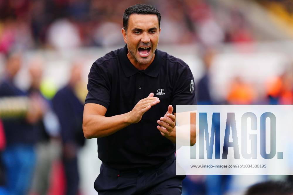Raffaele Palladino reacts during the Serie A Enilive matchday 6 match between US Lecce and Bologna FC 1909 at the Via del Mare Stadium in Lecce, Italy, Sunday, October 11, 2026. (Credit Image: Giovanni Evangelista LaPresse)