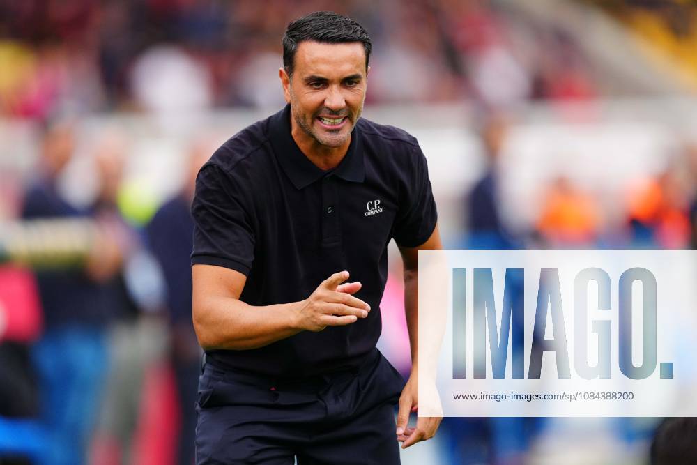 Raffaele Palladino reacts during the Serie A Enilive matchday 6 match between US Lecce and Bologna FC 1909 at the Via del Mare Stadium in Lecce, Italy, Sunday, October 11, 2026. (Credit Image: Giovanni Evangelista LaPresse)
