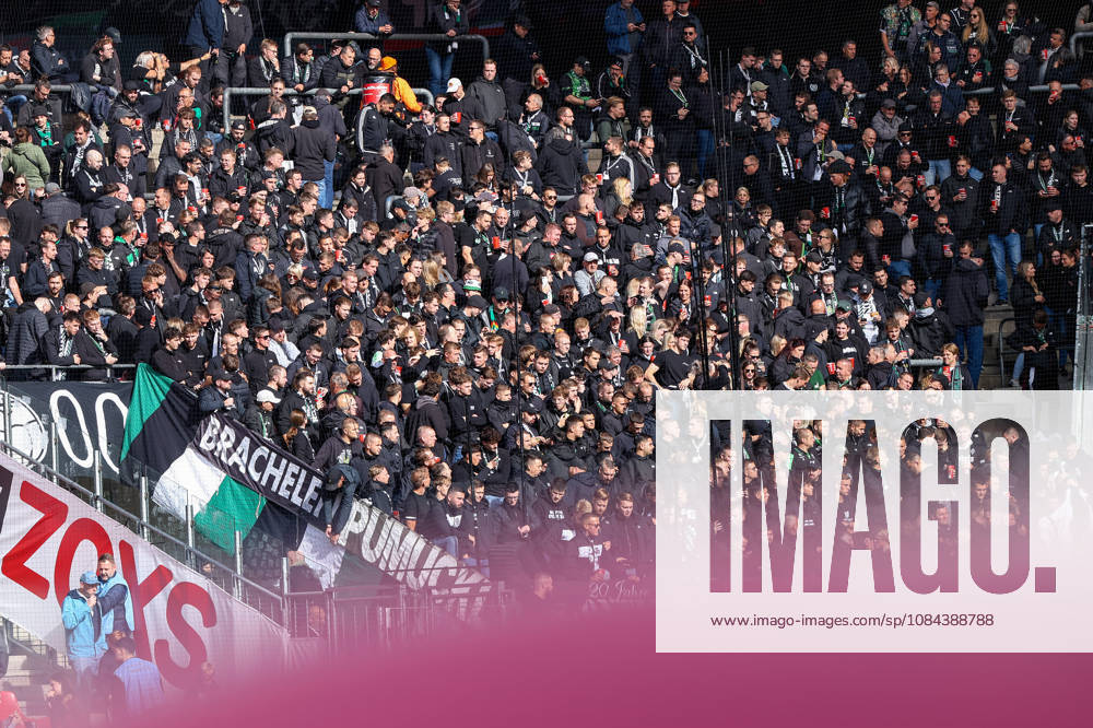 Soccer, Bundesliga, 1. FC Köln vs. Borussia Mönchengladbach, RheinEnergieSTADION, Matchday 5, 2026–2027 season; away section in black. DFB regulations prohibit any use of photographs as image sequences and or quasi-video. Photo: WilkowskixPressefotoKochx, North Rhine-Westphalia, Germany