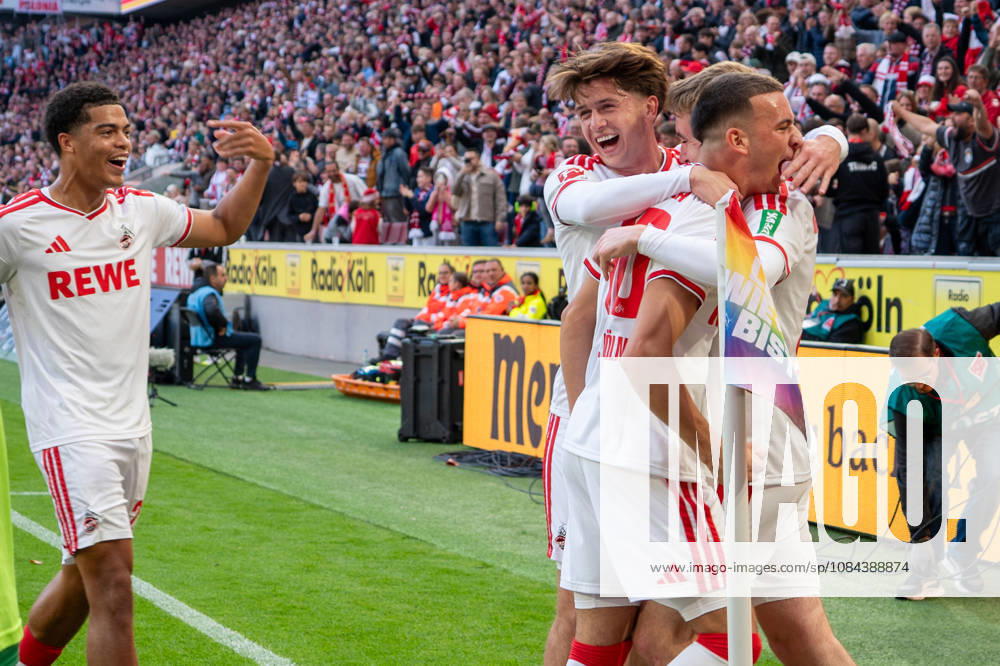 Germany 1 Bundesliga 2026–2027, Matchday 5, 1. FC Köln vs. Borussia Mönchengladbach, Sunday, October 11, 2026, RheinEnergie Stadium, Cologne, North Rhine-Westphalia; Goal and celebration of the 1–0 score by Isak Johannesson (1. FC Köln), 8; Joy, emotions, and celebration with Said El Mala (1. FC Köln), 10; Cologne, RheinEnergie Stadium, Cologne, Germany