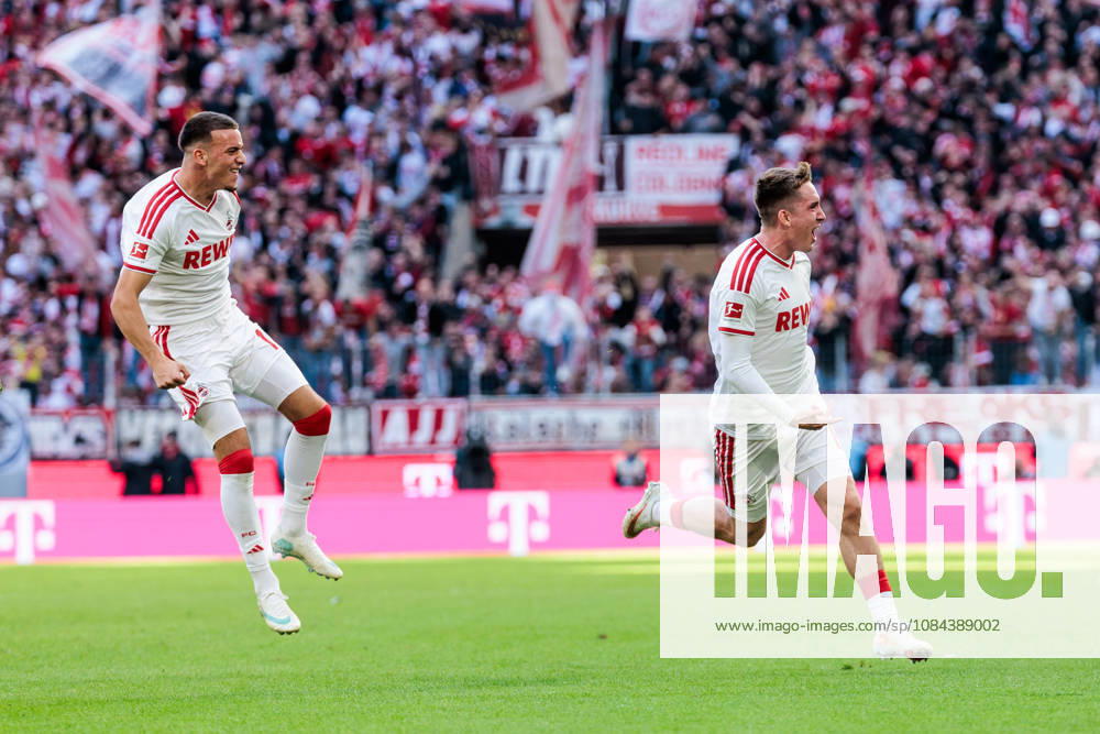 Isak Johannesson (1. FC Koeln, 8) celebrates scoring the 1:0 goal with Said El Mala (1. FC Koeln, 10) during the Bundesliga match between 1. FC Koeln vs. Borussia Moenchengladbach at Rheinenergie-Stadion on matchday 5 of the 1. Bundesliga on October 11, 2026 in Koeln, Germany. DFL REGULATIONS PROHIBIT ANY USE OF PHOTOGRAPHS AS IMAGE SEQUENCES AND OR QUASI-VIDEO. North Rhine Westphalia Germany