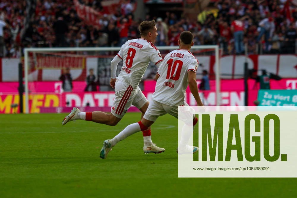 GER, Soccer, Men s, Bundesliga, 1. Bundesliga, 2026–2027 Season, 1. FC Köln vs. VfL Borussia Mönchengladbach, Ósak Johannesson (KOE), goal celebration; celebrates his 1–0 goal with Said El Mala (KOE)