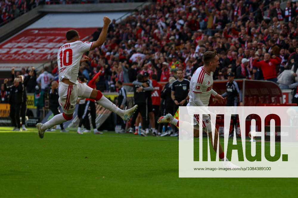 GER, Soccer, Men s, Bundesliga, 1. Bundesliga, 2026–2027 Season, 1. FC Köln vs. VfL Borussia Mönchengladbach, Ósak Johannesson (KOE), goal celebration; celebrates his 1–0 goal with Said El Mala (KOE)