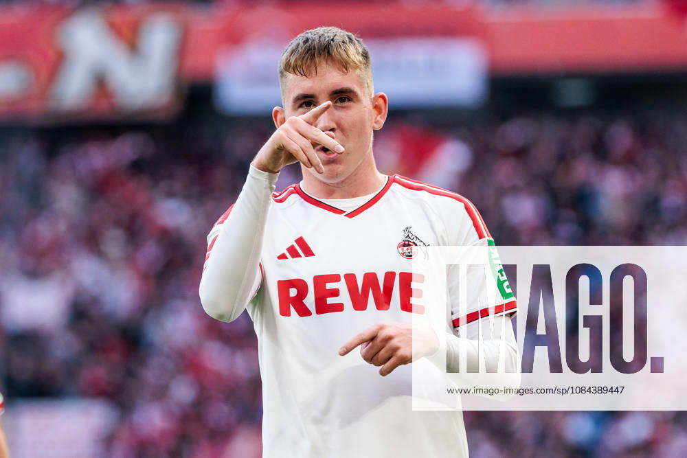 Isak Johannesson (1. FC Koeln, 8) celebrates scoring the 1:0 goal during the Bundesliga match between 1. FC Koeln vs. Borussia Moenchengladbach at Rheinenergie-Stadion on matchday 5 of the 1. Bundesliga on October 11, 2026 in Koeln, Germany. DFL REGULATIONS PROHIBIT ANY USE OF PHOTOGRAPHS AS IMAGE SEQUENCES AND OR QUASI-VIDEO. North Rhine Westphalia Germany