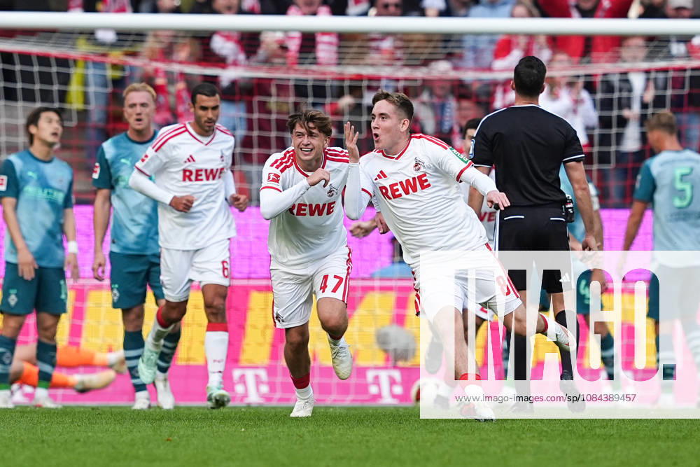 Men s, Soccer, Bundesliga 1, 1. FC Köln vs. Borussia Mönchengladbach, 2026–2027 season, RheinEnergieSTADION: Goal celebration after 1 FC Köln’s 1–0 goal scored by Isak Johannesson (1 FC Köln, 8), along with Mikey Moore (1 FC Köln, 47) and Ellyes Skhiri (1 FC Köln, 6 DFB regulations prohibit any use of photographs as image sequences and or quasi-video
