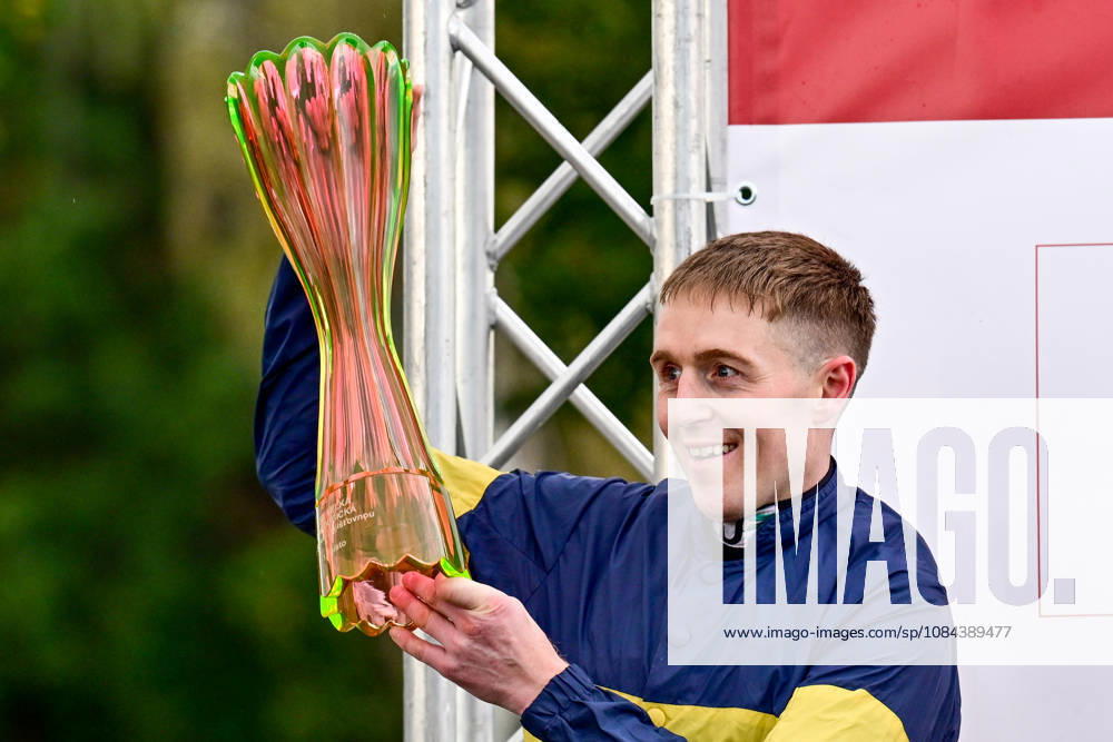 The 136th Grand Pardubice Steeplechase (6,900m), in Pardubice, Czech Republic, on October 11, 2026. Winner Keith Michael Donoghue with the trophy. (CTKxPhoto DavidxTanecek) CTKPhotoP2026101104703 CTKPhotoP2026101104703