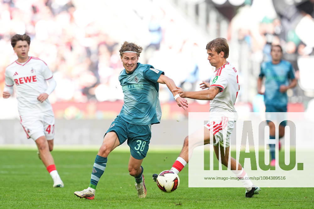 Men’s, Soccer, Bundesliga 1, 1. FC Köln vs. Borussia Mönchengladbach, 2026–2027 season, RheinEnergieSTADION Hugo Bolin Borussia Mönchengladbach, No. 38 in a tackle against Borna Sosa of 1. FC Köln, 3 DFB regulations prohibit any use of photographs as image sequences and or quasi-video