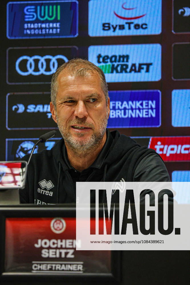 Coach Jochen Seitz, head coach of SV Wehen Wiesbaden, at the press conference following the match between FC Ingolstadt 04 and SV Wehen Wiesbaden on October 11, 2026, DFB regulations prohibit any use of photographs as image sequences and or quasi-video. GER, Soccer, 3. Liga, Matchday 8, FC Ingolstadt 04 vs. SV Wehen Wiesbaden, October 11, 2026, Audi Sportpark Ingolstadt
