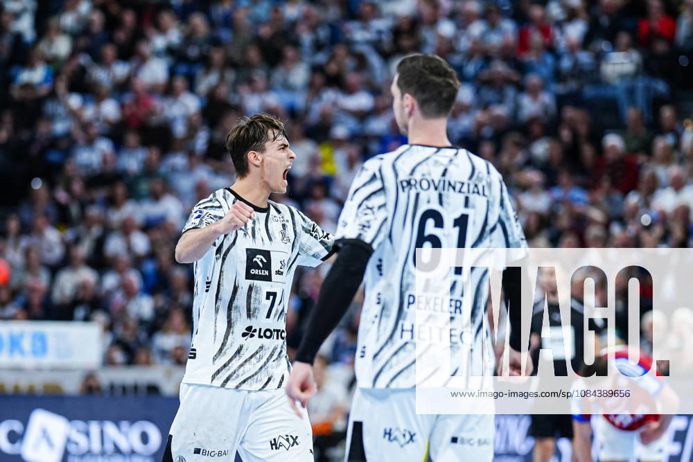 Julian Köster (THW Kiel) celebrates a goal, October 7, 2026, THW Kiel vs. Handball Club Hamburg, Handball, 1st Bundesliga, Matchday 8, 2026–2027 season, October 11, 2026, Germany, THW Kiel vs. Handball Club Hamburg, Handball, 1st Bundesliga, Matchday 8, 2026–2027 season, October 11, 2026, Kiel