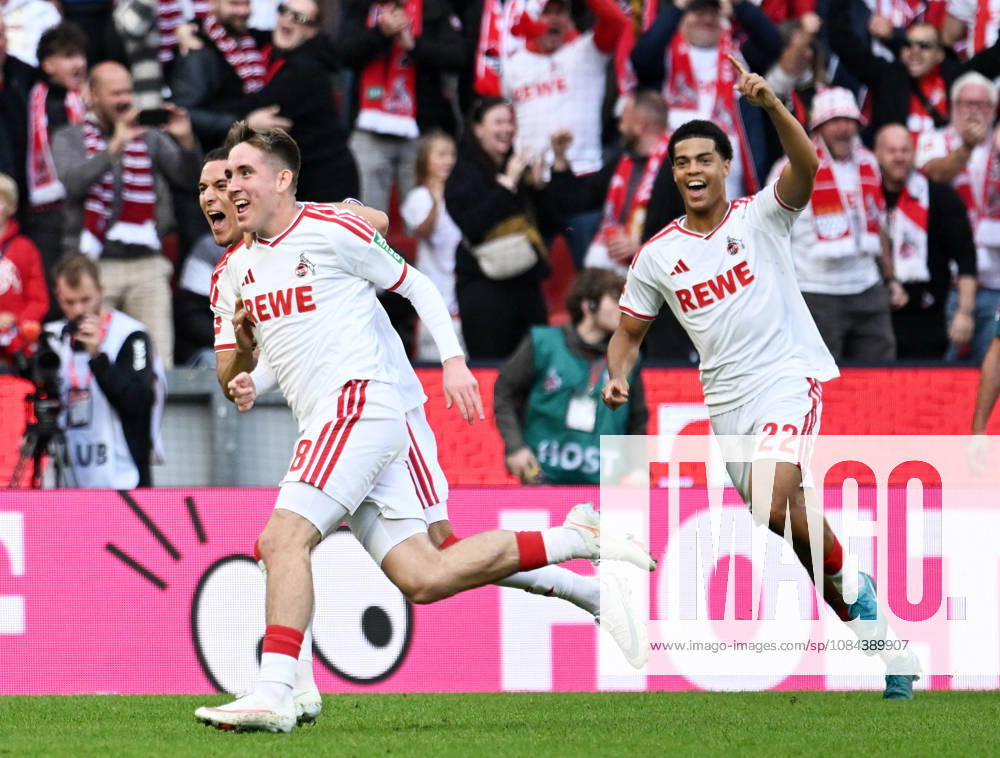 Soccer, Bundesliga 1, 1. FC Köln vs. Borussia Mönchengladbach, 1–0 for 1. FC Köln. From left to right: Said El Mala, goal scorer Isak Johannesson, Jahmai Simpson Pusey—all of 1. FC Köln.