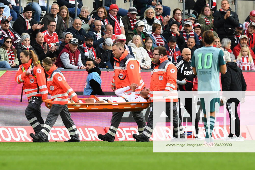 Ellyes Skhiri of 1. FC Köln is carried off the field injured during the Bundesliga match between 1. FC Köln and Borussia Mönchengladbach, RheinEnergieStadion on October 11, 2026, in Cologne, Germany. Photo by Ralf Treese, DeFodi Images. Ellyes Skhiri of 1. FC Köln was injured during the Bundesliga match between 1. FC Köln and Borussia Mönchengladbach at RheinEnergieStadion on October 11, 2026 in Cologne, Germany. Photo by Ralf Treese, DeFodi Images. DFB and DFL regulations prohibit any use of photographs as image sequences and or quasi-video. Photo by Ralf Treese, DeFodi Images.