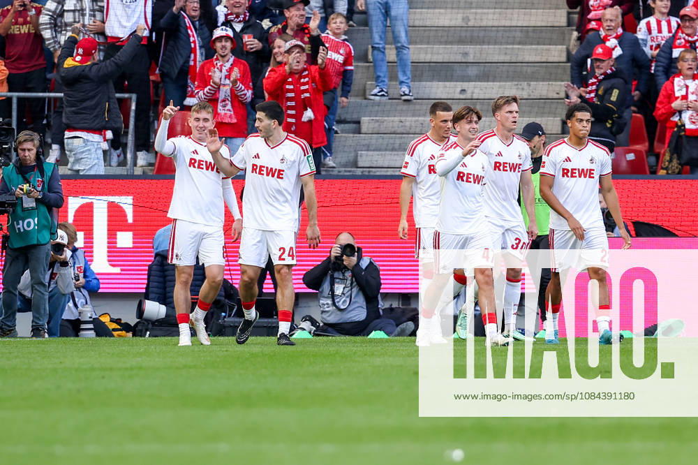 Soccer, Bundesliga, 1. FC Köln vs. Borussia Mönchengladbach, RheinEnergieSTADION, Matchday 5, 2026–2027 season: Isak Johannesson of 1. FC Köln celebrates the 1–0 goal. DFB regulations prohibit any use of photographs as image sequences and or quasi-video. Photo: WilkowskixPressefotoKochx, North Rhine-Westphalia, Germany
