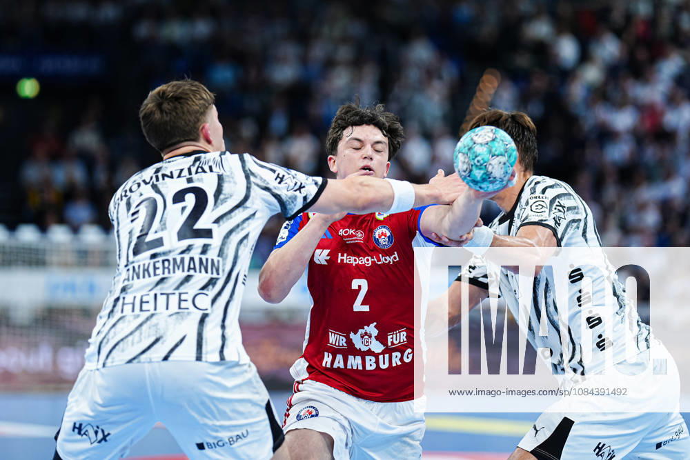 Rasmus Ankermann, THW Kiel, 22; Toma Gadza, Handball Club Hamburg, 02; Julian Köster, THW Kiel, 07 (GER); THW Kiel vs. Handball Club Hamburg, Handball, 1st Bundesliga, Matchday 8, 2026–2027 Season, October 11, 2026 GER, THW Kiel vs. Handball Club Hamburg, Handball, 1st Bundesliga, Matchday 8, 2026–2027 season, October 11, 2026 Kiel