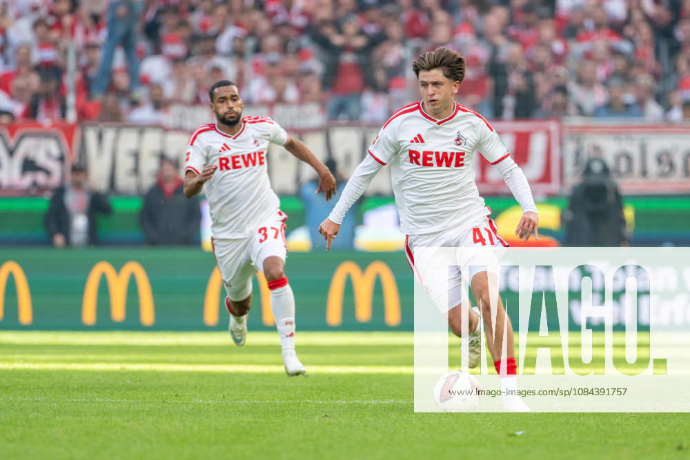 Linton Maina 1 FC Cologne, 37, Mikey Moore 1 FC Cologne, 47, sprinting with the ball 1 FC Cologne vs. Borussia Mönchengladbach, soccer, Bundesliga, Matchday 5, 2026–27 season, October 12, 2026. DFL regulations prohibit any use of photographs as image sequences and or quasi-video, 1 FC Cologne vs. Borussia Mönchengladbach, soccer, Bundesliga, Matchday 5, 2026–27 season, October 12, 2026, Cologne