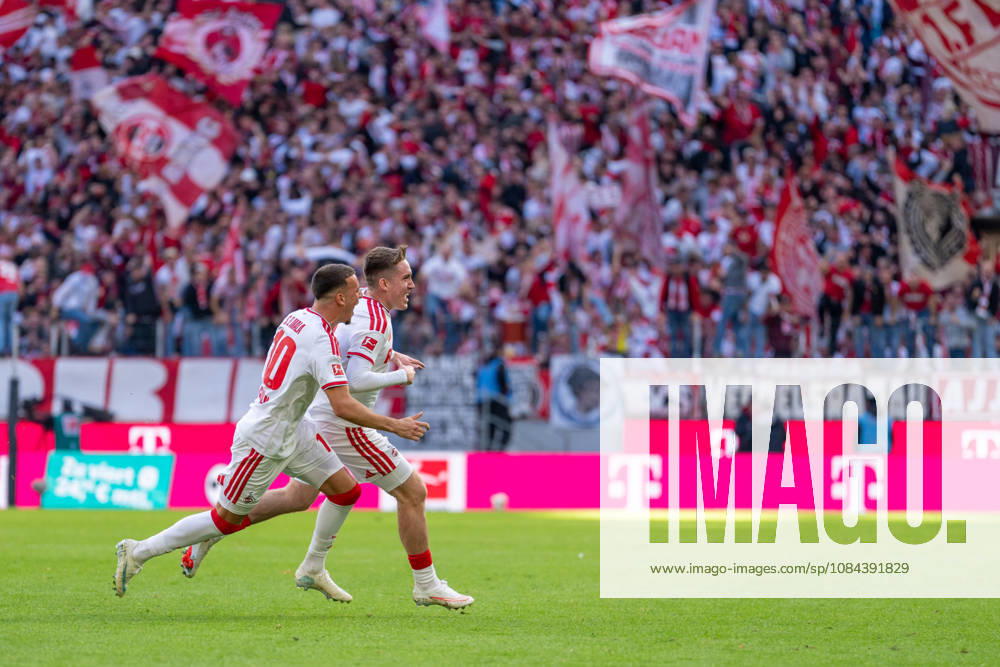 Isak Johannesson (1, FC Cologne, 08) and Said El Mala (1, FC Cologne, 10) celebrating after the 1-0 victory in the match between 1. FC Cologne and Borussia Mönchengladbach, soccer, Bundesliga, Matchday 5, 2026-27 season, October 12, 2026. DFL regulations prohibit any use of photographs as image sequences and or quasi-video, 1. FC Köln vs. Borussia Mönchengladbach, soccer, Bundesliga, Matchday 5, 2026–27 season, October 12, 2026, Cologne