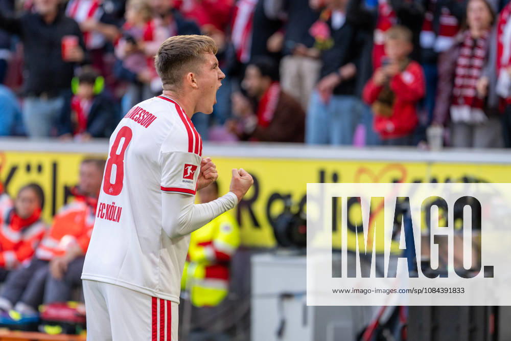 Isak Johannesson of 1. FC Köln celebrates after scoring the 1-0 goal in the match between 1. FC Köln and Borussia Mönchengladbach, soccer, Bundesliga, Matchday 5, 2026-27 season, December 10, 2026, DFL regulations prohibit any use of photographs as image sequences and or quasi-video, 1 FC Köln vs. Borussia Mönchengladbach, Soccer, Bundesliga, Matchday 5, 2026–27 Season, October 12, 2026, Cologne