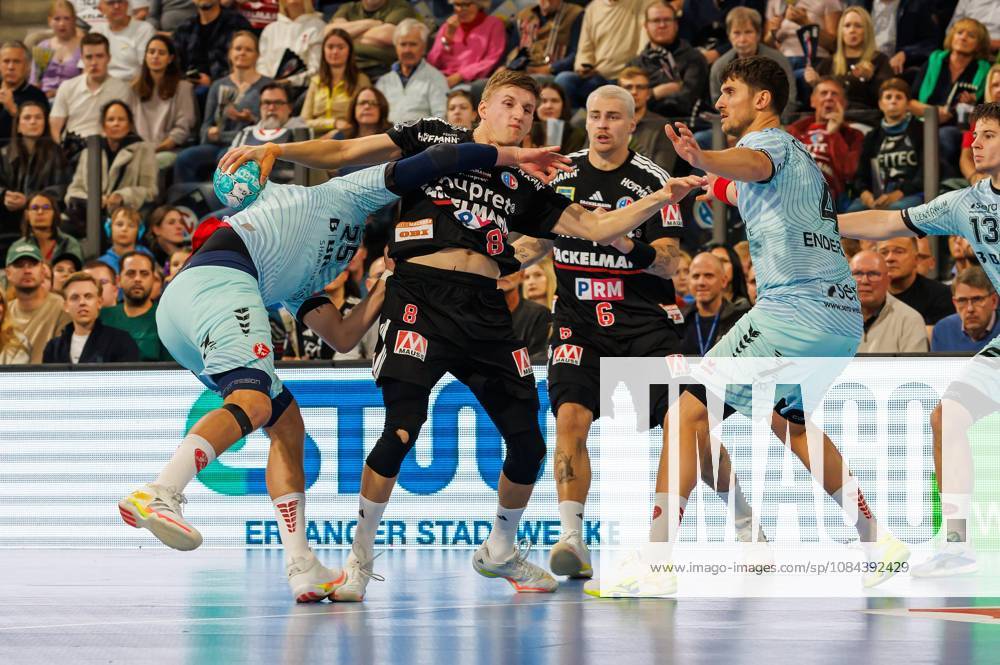 Handball 1st Bundesliga OPEL HBL 2026–2027 Season, Matchday 8: HC Erlangen (Nuremberg Metropolitan Region) vs. HCE MT Melsungen Women’s Team Olle Forsell Schefvert 25, MT Melsungen Sander Andreassen Overjordet 8, HC Erlangen HCE Nikolaj Enderleit 4, MT Melsungen
