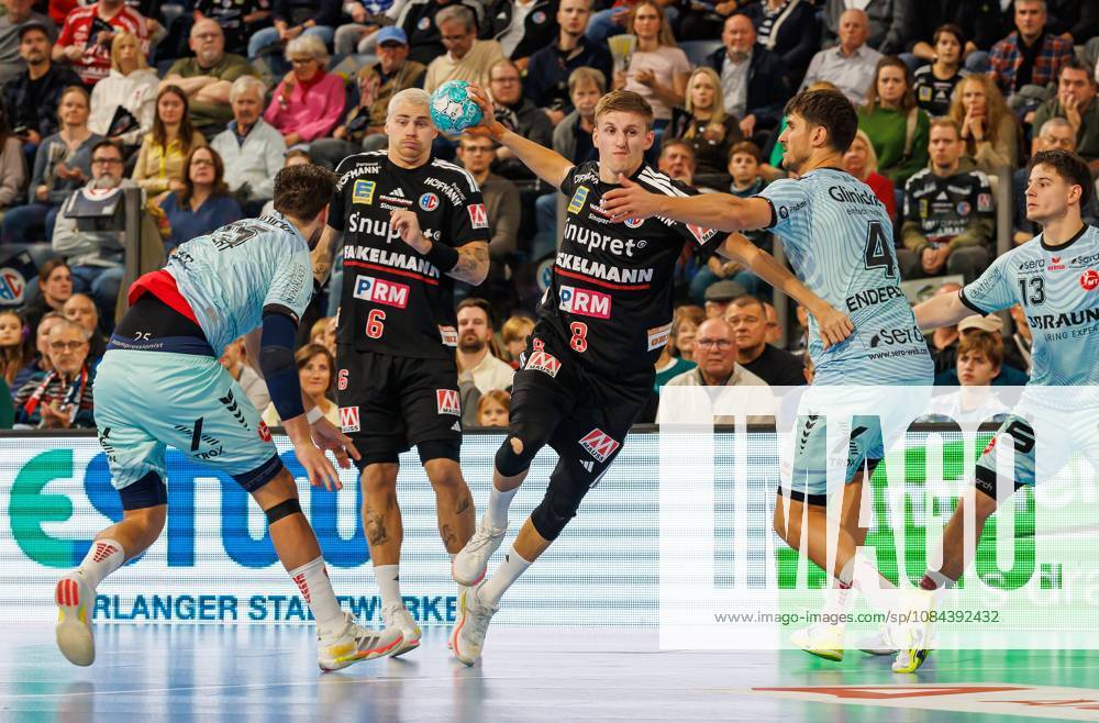 Handball 1st Bundesliga OPEL HBL 2026–2027 Season, Matchday 8: HC Erlangen (Nuremberg Metropolitan Region) vs. HCE MT Melsungen Women’s Team Olle Forsell Schefvert 25, MT Melsungen Sander Andreassen Overjordet 8, HC Erlangen HCE Nikolaj Enderleit 4, MT Melsungen