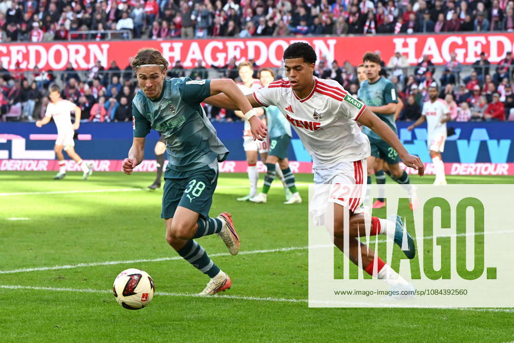 Hugo Bolin of Borussia Mönchengladbach and Jahmai Simpson Pusey of 1. FC Köln battle for the ball during the Bundesliga match between 1. FC Köln and Borussia Mönchengladbach at the RheinEnergieStadion on October 11, 2026, in Cologne, Germany. Photo by Ralf Treese, DeFodi Images. Hugo Bolin of Borussia Mönchengladbach and Jahmai Simpson Pusey of 1. FC Köln battle for the ball during the Bundesliga match between 1. FC Köln and Borussia Mönchengladbach at RheinEnergieStadion on October 11, 2026 in Cologne, Germany Photo by Ralf Treese DeFodi Images DFB and DFL regulations prohibit any use of photographs as image sequences and or quasi-video Photo by Ralf Treese DeFodi Images