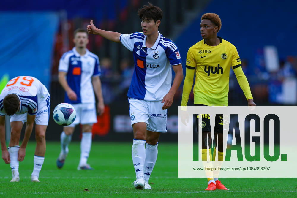 GC Zurich vs. BSC Young Boys, Brack Super League, October 11, 2026: Youngjun Lee (18), Grasshopper Club Zurich (left), and Alvyn Sanches (10), BSC Young Boys in the Brack Super League match between Grasshopper Club Zurich (GCZ) and BSC Young Boys (YB) on October 11, 2026, at Letzigrund Stadium in Zurich, Switzerland Zurich Letzigrund Stadium Zurich Switzerland