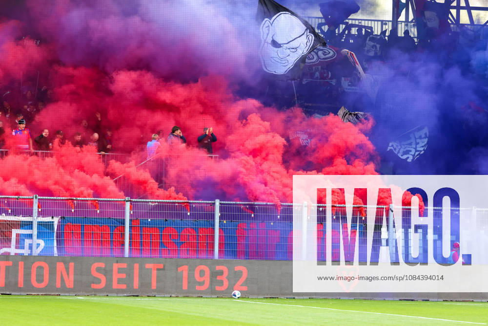 Soccer Liechtenstein Brack Super League 2026–2027, Matchday 10, October 11, 2026, 4:30 p.m. FC Vaduz vs. FC Basel 1893 Rheinpark Stadium, Vaduz, Liechtenstein Colored smoke flares from the Basel fans at the Rheinpark Stadium in Vaduz, Liechtenstein