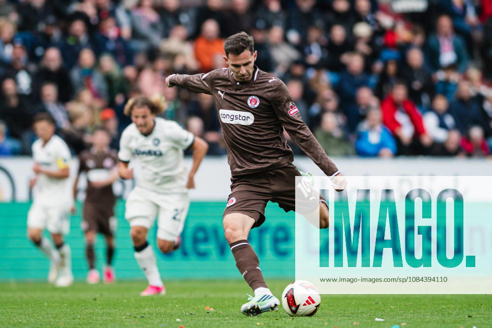 2. Bundesliga: FC St. Pauli vs. Karlsruher SC, October 11, 2026; Branimir Hrgota (FC St. Pauli), No. 10, takes a shot; 2. Bundesliga, Matchday 7: FC St. Pauli vs. Karlsruher SC on October 11, 2026, at Millerntor Stadium, Hamburg. DFL regulations prohibit any use of photographs as image sequences and or quasi-video.