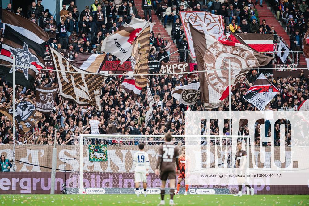 2. Bundesliga: FC St. Pauli vs. Karlsruher SC, October 11, 2026; Ultras St. Pauli during the game, soccer flags, 2. Bundesliga, Matchday 7: FC St. Pauli vs. Karlsruher SC on October 11, 2026, at Millerntor Stadium, Hamburg. DFL regulations prohibit any use of photographs as image sequences and or quasi-video.