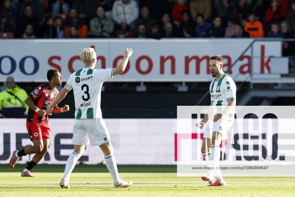 ROTTERDAM - (lr) Thijmen Blokzijl of FC Groningen and Marco Rente of FC Groningen celebrate the 0-1 during the Dutch Eredivisie match between Excelsior and FC Groningen at Woudestein Stadium on October 11, 2026 in Rotterdam, the Netherlands. BAS CZERWINSKI ANP Eredivisie 2026 27 ANPxSportx IVx 572139021 originalFilename: 572139021