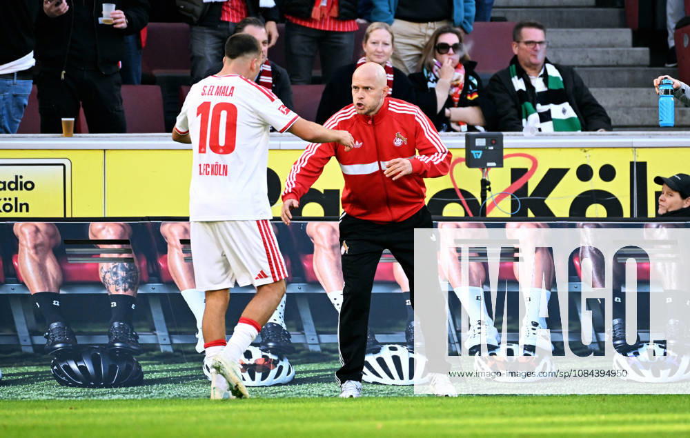 Cologne, Germany, Bundesliga 1, Matchday 5, Rhein Energie Stadium Cologne, 1. FC Köln vs. Borussia Mönchengladbach; Said El Mala celebrates after scoring, alongside head coach Rene Wagner; FC Celebration, Joy, Action
