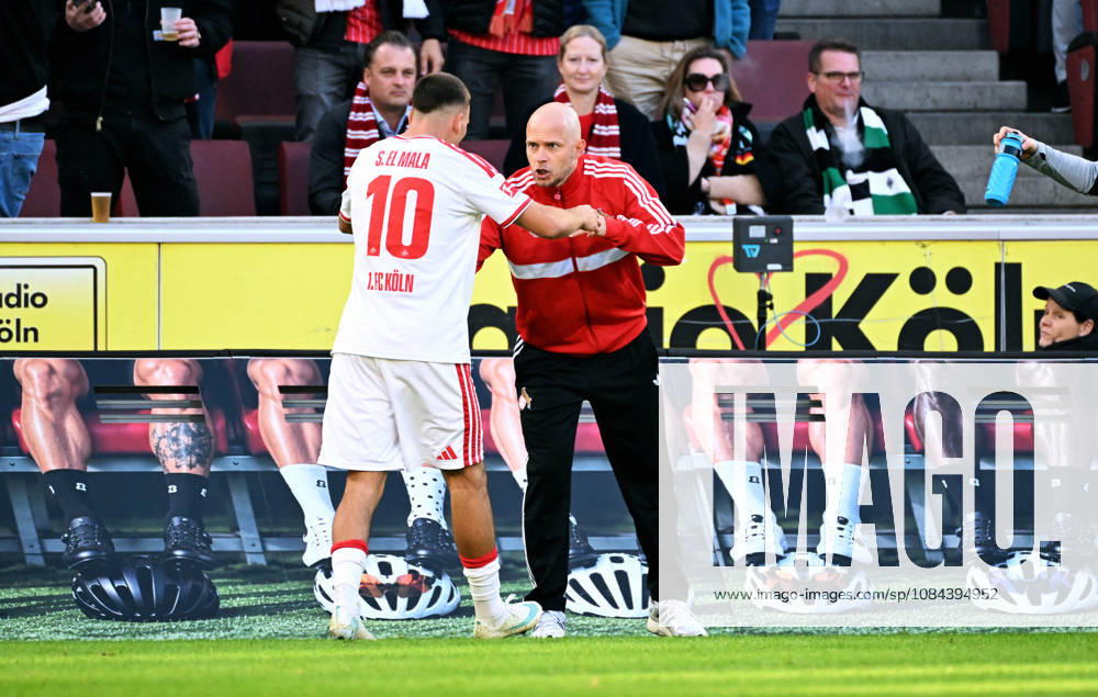 Cologne, Germany, Bundesliga 1, Matchday 5, Rhein Energie Stadium Cologne, 1. FC Köln vs. Borussia Mönchengladbach; Said El Mala celebrates after scoring, alongside head coach Rene Wagner; FC Celebration, Joy, Action