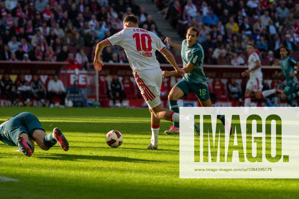 Said El Mala, midfielder, 1. FC Köln 10, during the play that led to the 2-1 goal, 1. FC Köln vs. Borussia Mönchengladbach, soccer, Bundesliga 1, Matchday 5, October 11, 2026. DFB and DFL regulations prohibit any use of photographs as image sequences and or quasi-video. Cologne, North Rhine-Westphalia, Germany