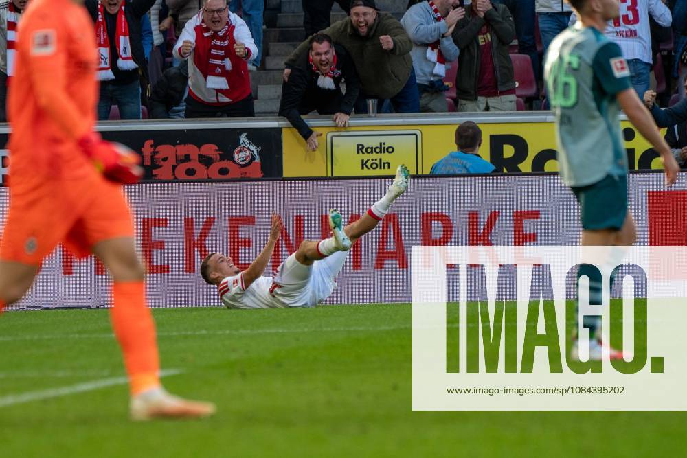 Said El Mala, midfielder, 1. FC Köln 10, celebrating after the 2-1 win, 1. FC Köln vs. Borussia Mönchengladbach, soccer, Bundesliga, Matchday 5, October 11, 2026. DFB and DFL regulations prohibit any use of photographs as image sequences and or quasi-video. Cologne, North Rhine-Westphalia, Germany