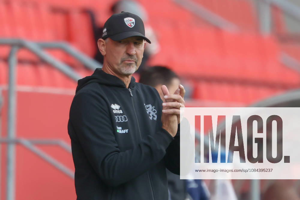 Ingolstadt, Germany, October 11, 2026, 3rd League 2026–2027, Matchday 8: FC Ingolstadt 04 vs. SV Wehen Wiesbaden. Pictured: FCI coach Achim Beierlorzer gesturing on the field. DFB and DFL regulations prohibit any use of photographs as image sequences and or quasi-video.