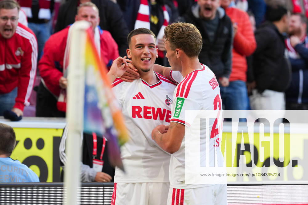 Men s, Soccer, Bundesliga 1, 1. FC Köln vs. Borussia Mönchengladbach, 2026–2027 season, RheinEnergieSTADION: Celebrations after the goal that made it 2–1 for 1. FC Köln, scored by Said El Mala (1. FC Köln, No. 10) alongside Sebastian Sebulonsen (1. FC Köln, No. 28). DFB regulations prohibit any use of photographs as image sequences and or quasi-video.
