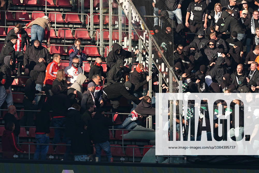 Men s, Soccer, Bundesliga 1, 1. FC Köln vs. Borussia Mönchengladbach, 2026–2027 season, RheinEnergieSTADION: Clashes between fans of 1. FC Köln and Borussia Mönchengladbach. DFB regulations prohibit any use of photographs as image sequences and or quasi-video.