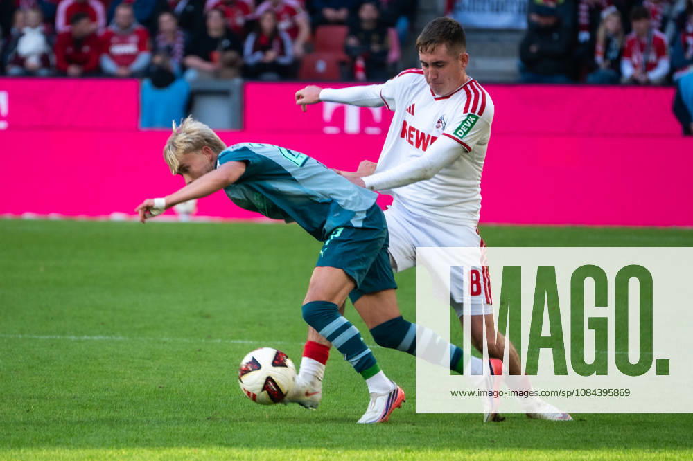 Germany 1 Bundesliga 2026–2027, Matchday 5, 1. FC Köln vs. Borussia Mönchengladbach, Sunday, October 11, 2026, RheinEnergie Stadium, Cologne, North Rhine-Westphalia, Isak Johannesson (1. FC Köln), 8 tackle, game scene, duel, tackle, tackling, dynamic, action, against Fritz Fleck of Borussia Mönchengladbach, 27 Cologne RheinEnergie Stadium, Cologne, Germany