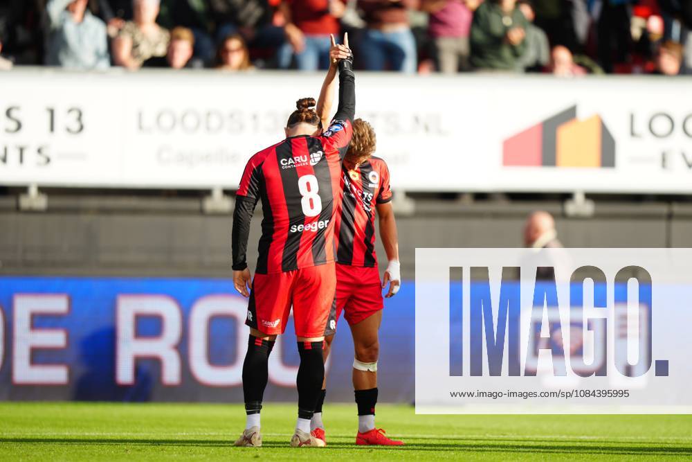 , Stadium Woudestein , season 2026 2027 , Dutch Eredivisie football , match between Excelsior Rotterdam and FC Groningen , picture shows Excelsior Rotterdam Player Irakli Egoyan , Excelsior Rotterdam Player Lennard Hartjes Excelsior - Groningen x208173140x