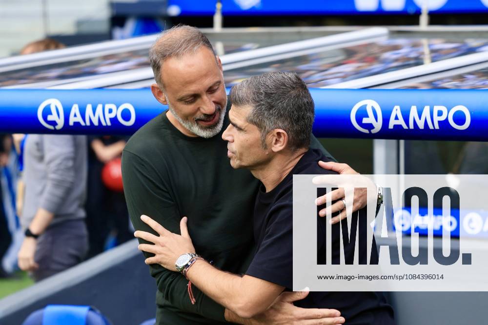 ESP LaLiga EA Sports Real Sociedad RC Deportivo La Coruna Antonio Hidalgo of RC Deportivo and Pellegrino Matarazzo of Real Sociedad during the LaLiga EA Sports match between Real Sociedad and RC Deportivo played at Anoeta Stadium in Gipuzkoa on October 11, 2026, in Spain. Spain Soccer
