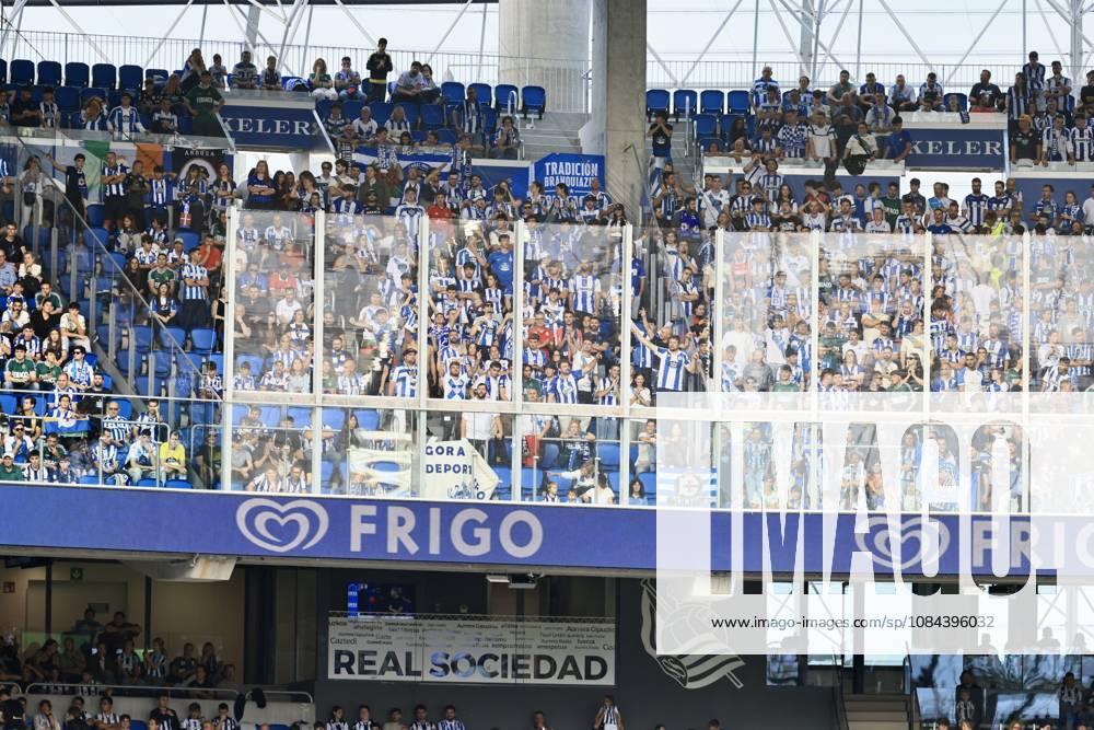 ESP LaLiga EA Sports Real Sociedad RC vs. Deportivo La Coruna: Deportivo fans during the LaLiga EA Sports match between Real Sociedad RC and Deportivo La Coruna, played at Anoeta Stadium in Gipuzkoa on October 11, 2026, in Spain. Spanish Soccer