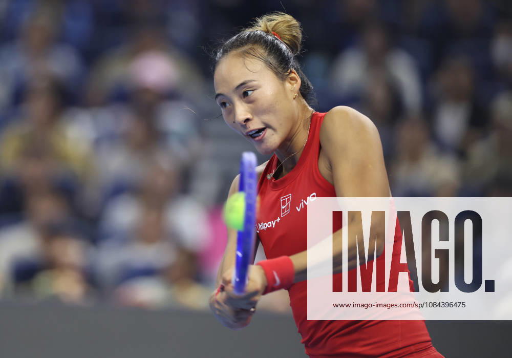 (261011) -- BEIJING, Oct. 11, 2026 -- Zheng Qinwen hits a return during the women s singles final between Zheng Qinwen of China and Mirra Andreeva of Russia at 2026 China Open tennis tournament in Beijing, China, Oct. 11, 2026. ) (SP)CHINA-BEIJING-TENNIS-CHINA OPEN-WOMEN S SINGLES-FINAL (CN) ZhangxChenlin