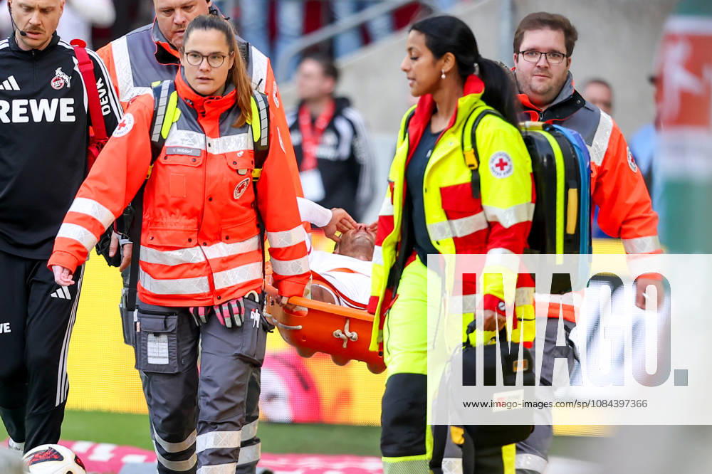 Soccer, Bundesliga, 1. FC Köln vs. Borussia Mönchengladbach, RheinEnergieSTADION, Matchday 5, 2026–2027 Season: Ellyes Skhiri of 1. FC Köln was carried off the field on a stretcher after sustaining an injury. DFB regulations prohibit any use of photographs as image sequences and or quasi-video. Photo: WilkowskixPressefotoKochx, North Rhine-Westphalia, Germany