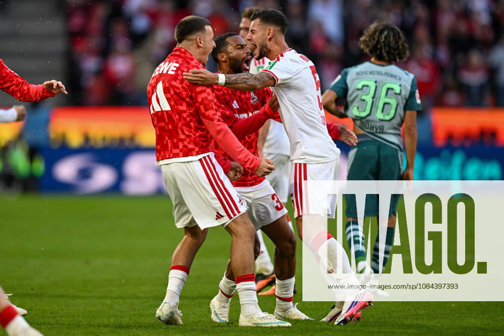 Victory celebration Victory celebration Emotion Joy of the Cologne team 11 10 2026 ¢ Soccer ¢ 1. FC Cologne vs. Borussia Mönchengladbach, RheinEnergieStadion, Cologne, DFB DFL regulations prohibit any use of photographs as image sequences and or quasi-video. NRW, Germany