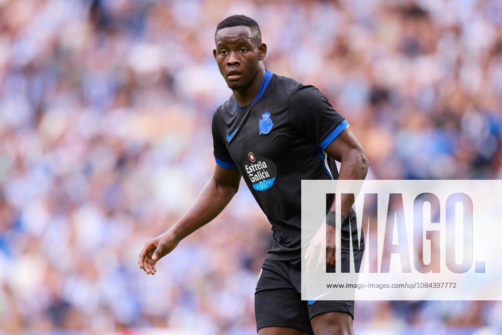 Bil Nsongo of RC Deportivo de A Coruna looks on during the LaLiga EA Sports match between Real Sociedad and RC Deportivo de A Coruna at Anoeta on October 11, 2026, in San Sebastian, Spain. Real Sociedad V RC Deportivo De La Coruna - La Liga EA Sports - ZUMAa181 20261011_zaa_a181_130