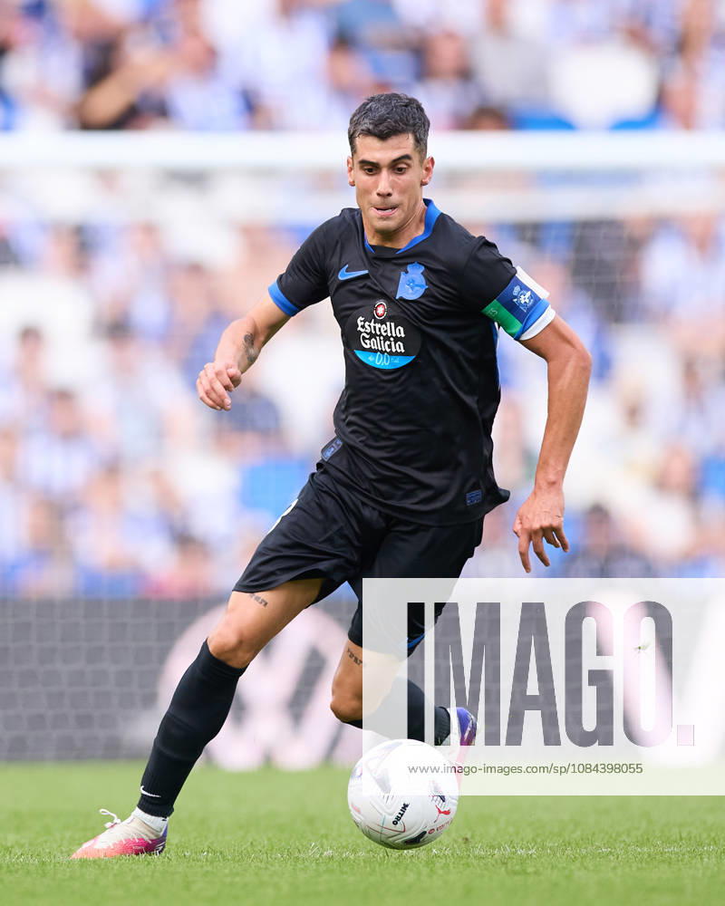 Diego Villares of RC Deportivo de A Coruna in action during the LaLiga EA Sports match between Real Sociedad and RC Deportivo de A Coruna at Anoeta on October 11, 2026, in San Sebastian, Spain. San Sebastian Spain - ZUMAa181 20261011_zaa_a181_121