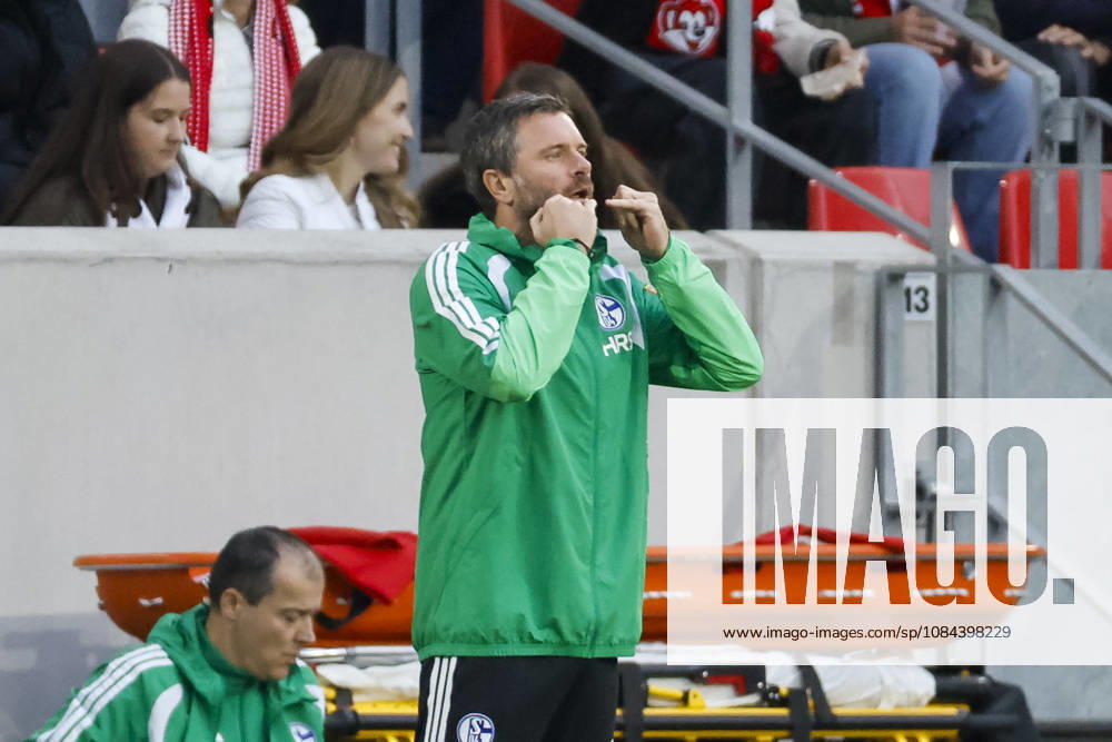 Miron Muslic, FC Schalke, Coach, Facial Expressions, Emotion, Germany, Soccer, Bundesliga 1, Matchday 5, 2026–2027, SC Freiburg vs. FC Schalke 04, October 11, 2026, Freiburg im Breisgau, Europa-Park Stadium, Germany