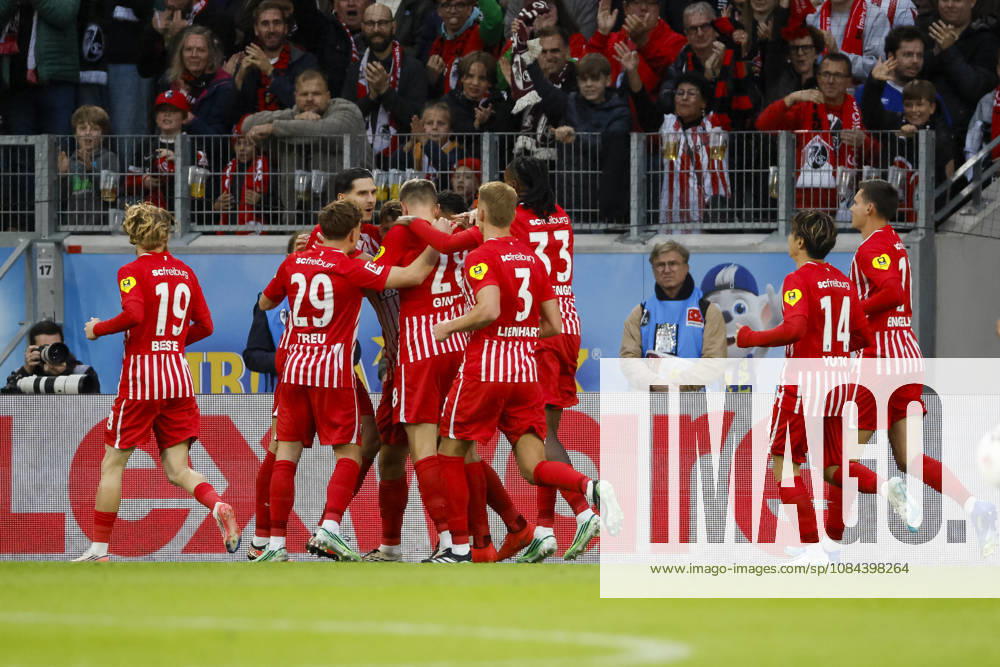 SC Freiburg celebrates Maximilian Eggestein s 1-0 goal; SC Freiburg, 08; joy, excitement, positive emotions, goal, Germany, soccer, Bundesliga 1, Matchday 5, 2026–2027, SC Freiburg vs. FC Schalke 04, October 11, 2026, Freiburg im Breisgau, Europa-Park Stadium, Germany