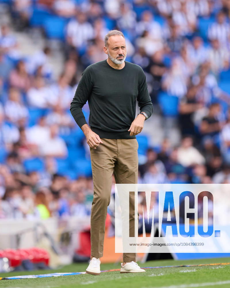 Pellegrino Matarazzo head coach of Real Sociedad looks on during the LaLiga EA Sports match between Real Sociedad and RC Deportivo de A Coruna at Anoeta on October 11, 2026, in San Sebastian, Spain. San Sebastian Spain - ZUMAa181 20261011_zaa_a181_133