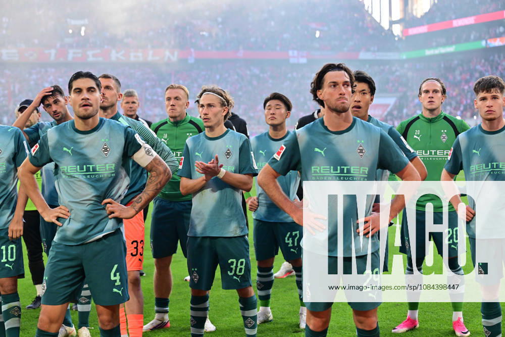 Cologne Soccer, Men s, 2026–2027 Season, 1. FC Cologne vs. Borussia Mönchengladbach Huge disappointment Disappointment among Gladbach fans after the game in the fan section Front left: Kevin Diks (Gladbach); front right: Joe Scally (Gladbach) DFL regulations prohibit any use of photographs as image sequences and or quasi-video RheinEnergie Stadium, North Rhine-Westphalia, Germany